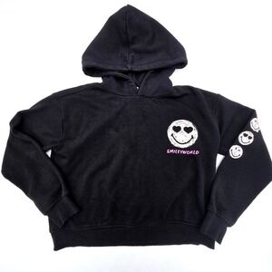 SmileyWorld Girls Black Graphic Hoodie Heart Eye Smiley Face Size L 14/16